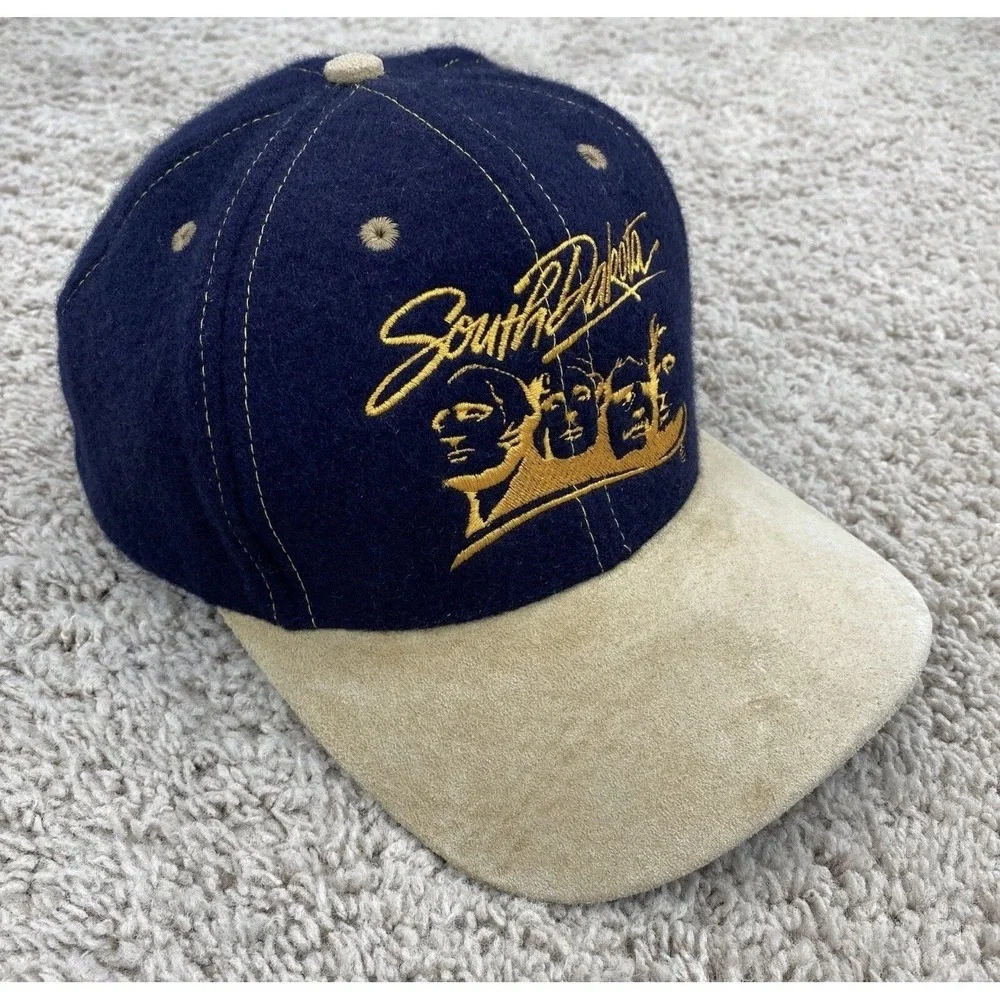 Mt. Rushmore Embroidered Hat South Dakota Blue Wool SnapBack Hat OSFM Suede Brim